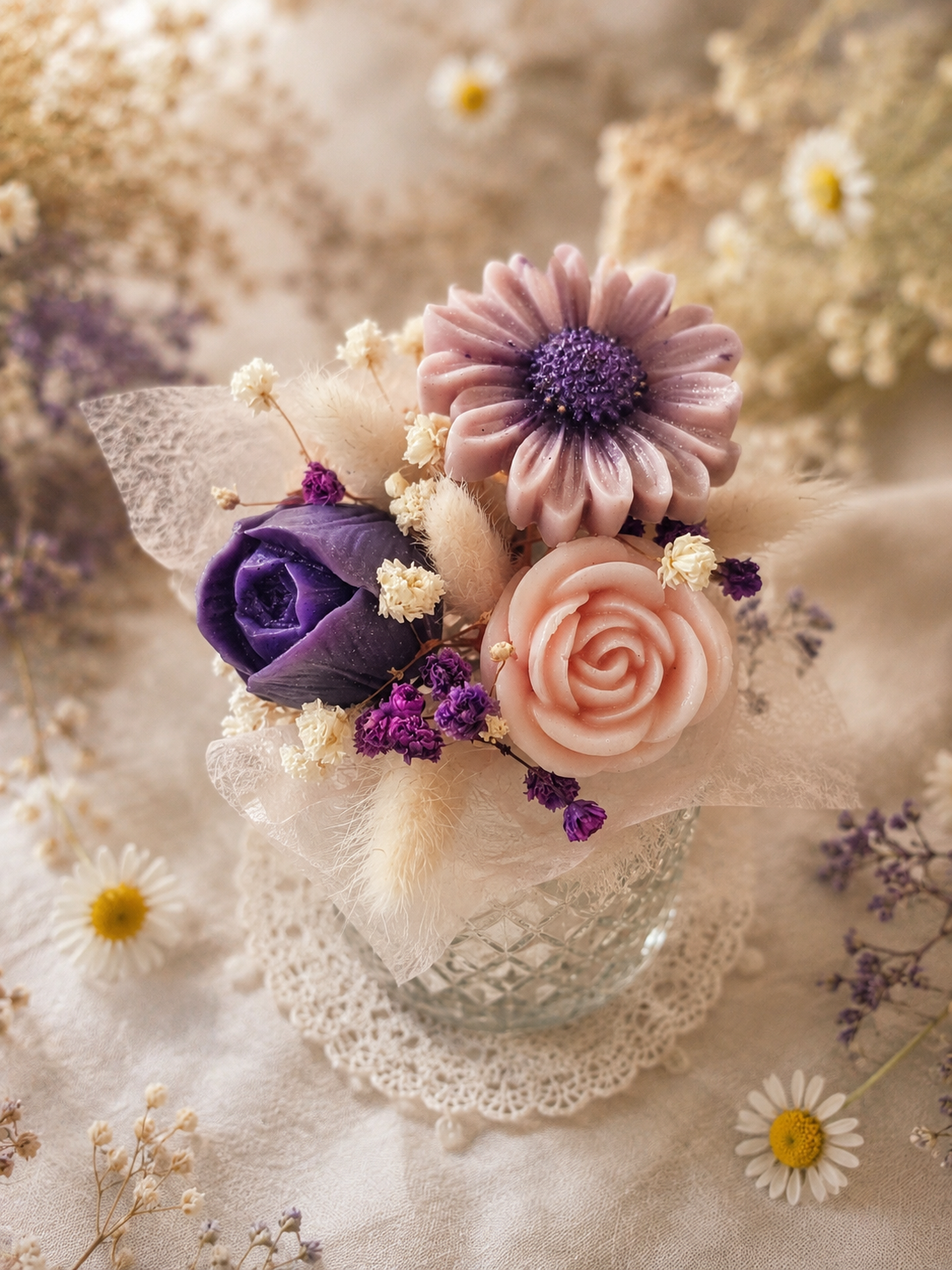 Bouquet de fondants parfumés « Nymphéa » – Fleur de coton