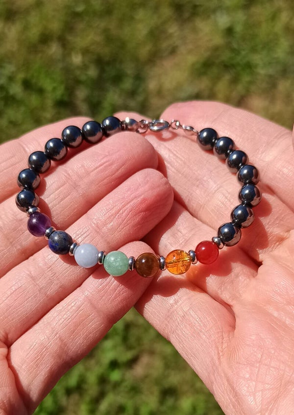 DIVYA | Bracelet acier et Pierres naturelles ''7 Chakras''