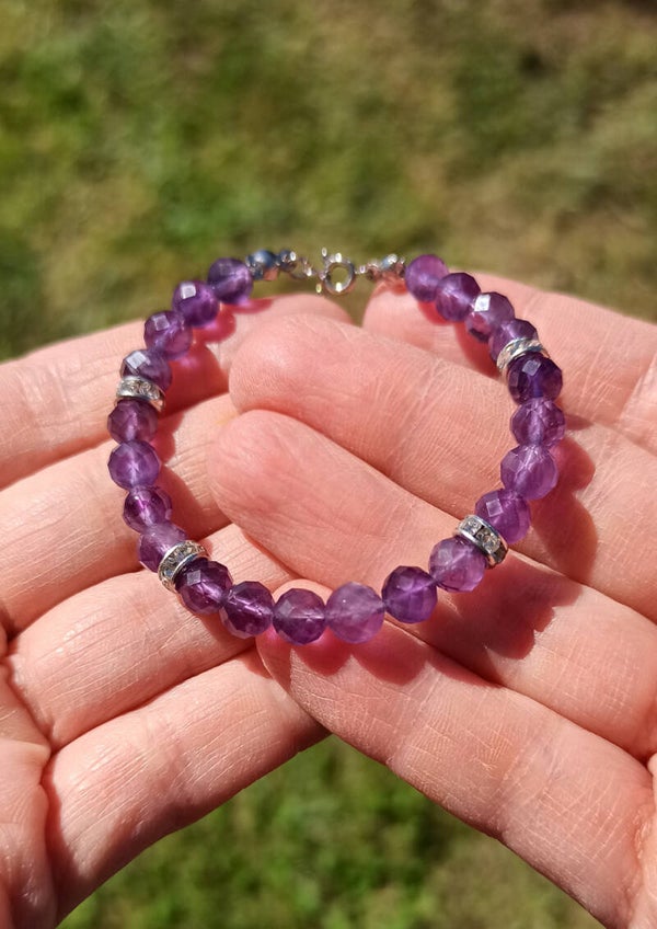 ELLA | Bracelet acier et Pierres naturelles en Améthyste