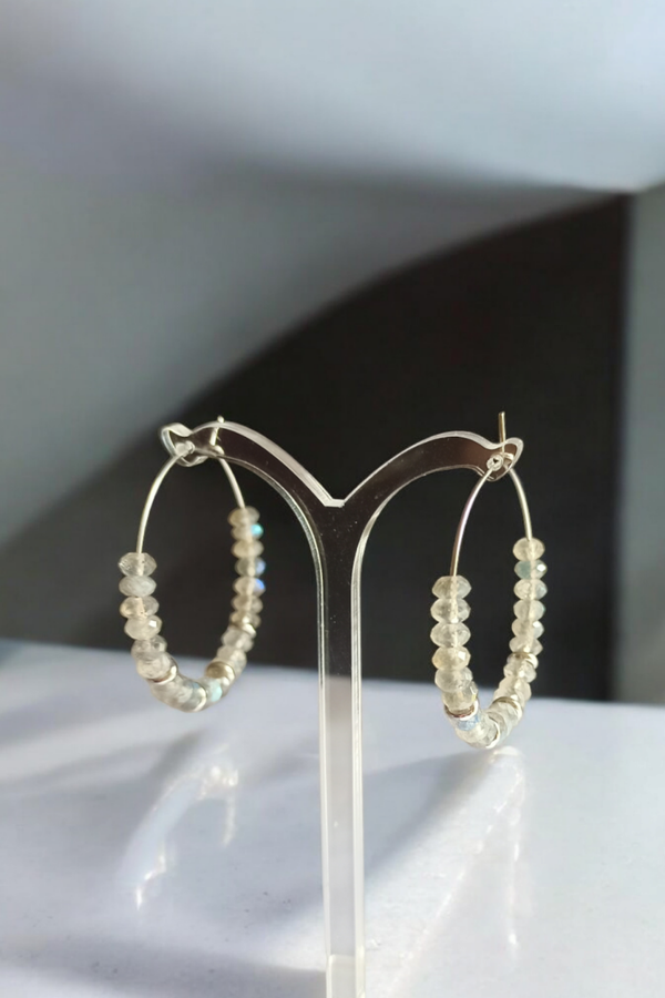 MYA | Créole Acier & Pierres naturelles en Labradorite