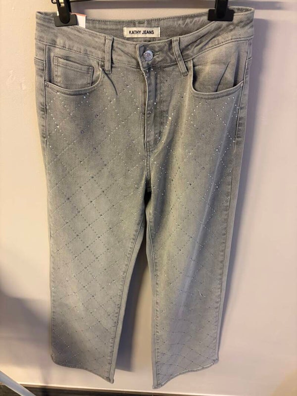 lange broek grijs met steentjes en Puch-up