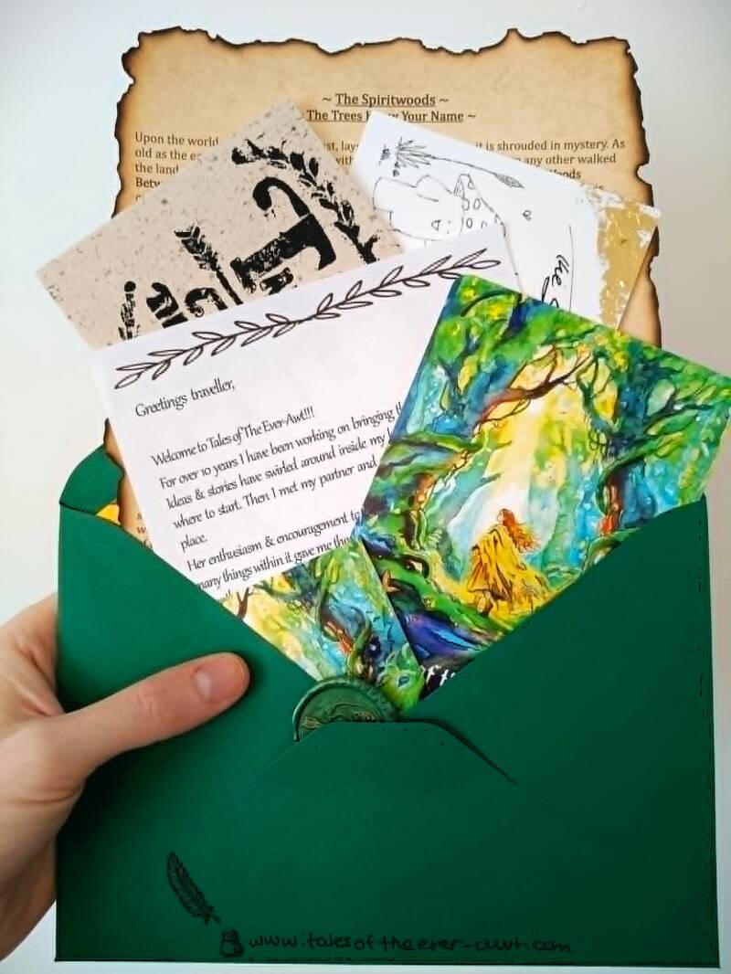 A neatly folded vintage letter sealed with wax being pulled out of an emerald green envelope. Containing contents from Tales of The Ever-Awt Mail Club 