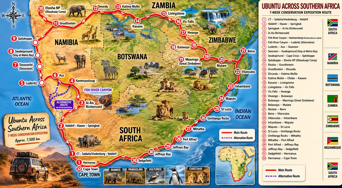 Our Route Map | Ubuntu Across Southern Africa