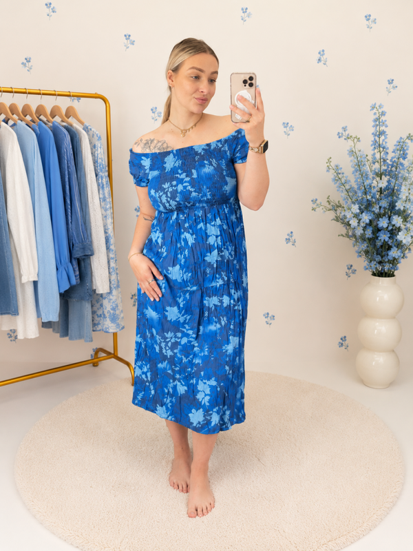 Print jurk blauw