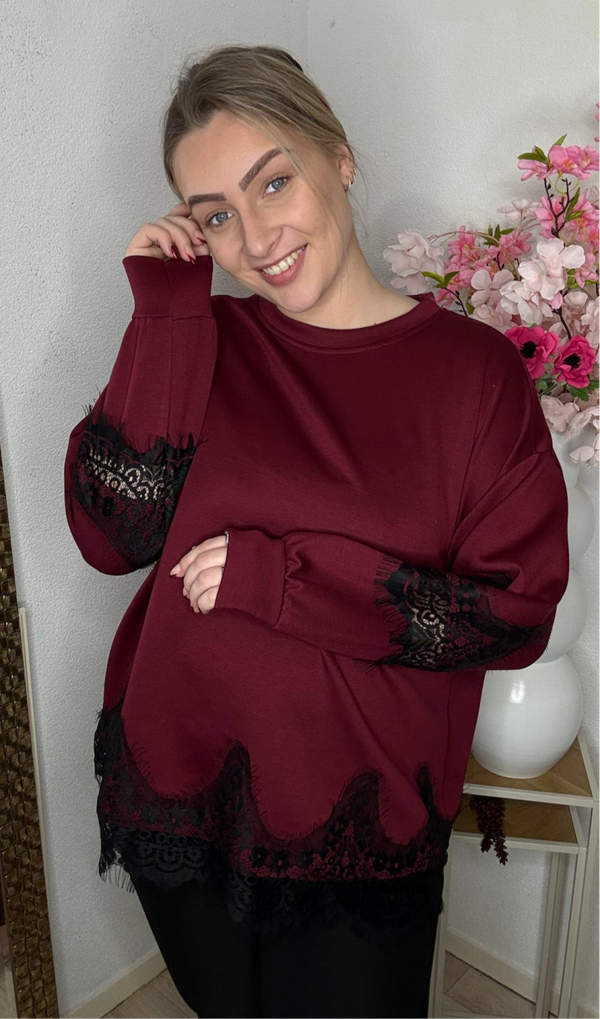 Trui kant bordauxe