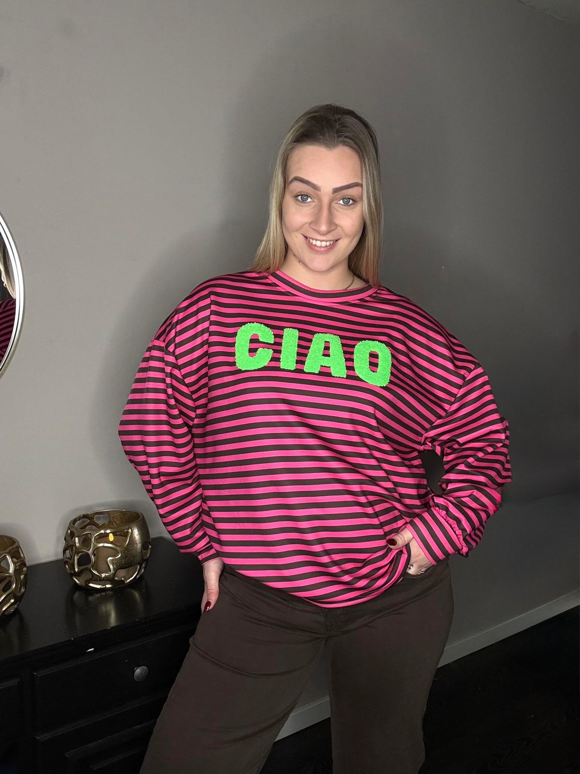 Ciao trui roze/bruin