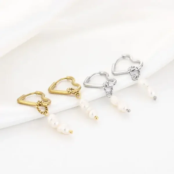 Pearl Heart Earrings
