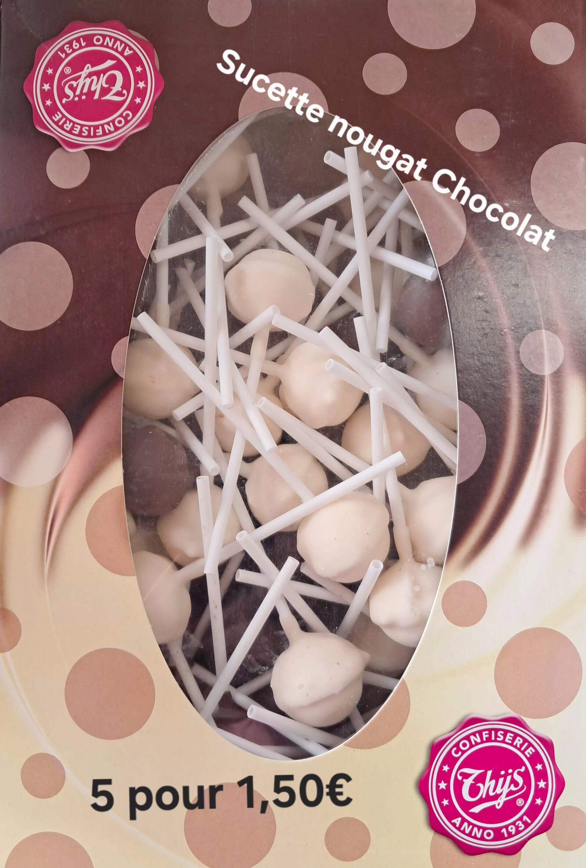 Sucette nougat 5 pour 1,50€