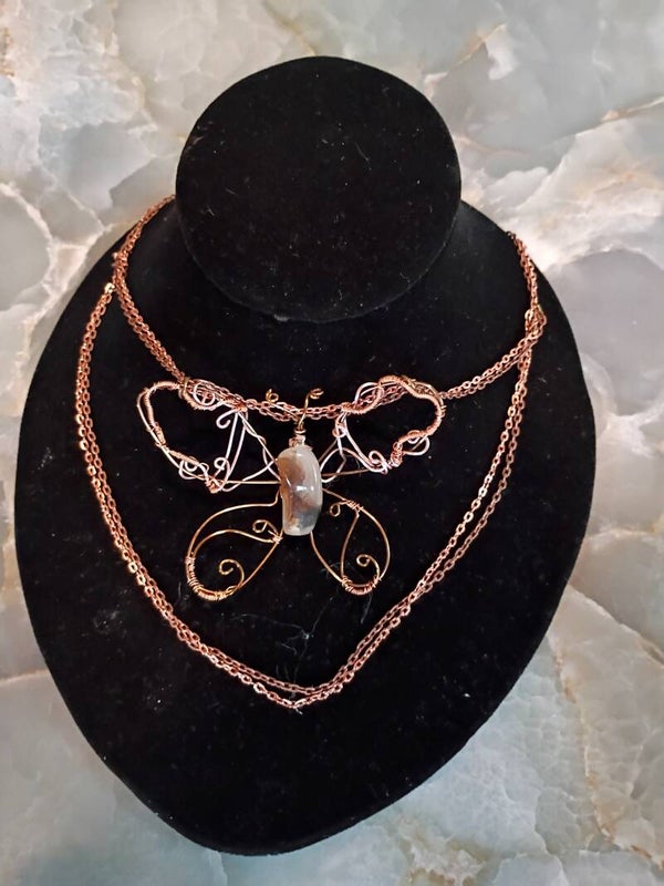 Banded Agate Butterfly Necklace