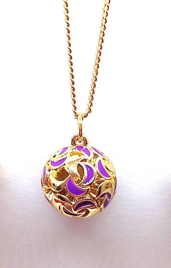 Enamel Crescent Gold Sphere Necklace