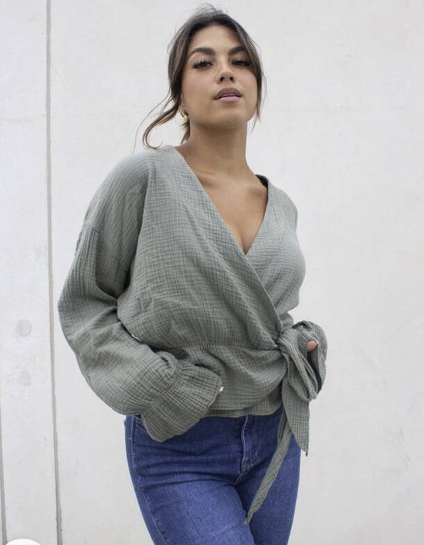 Vivi wrap top - khaki