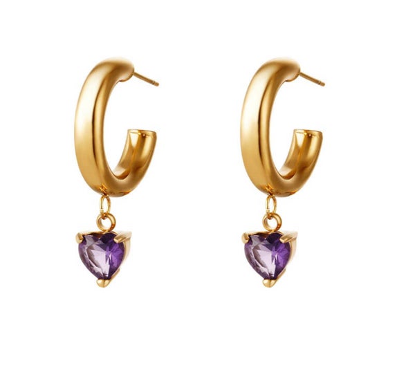 Heart oorbellen - paars