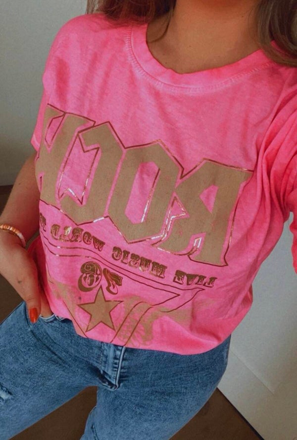 T-shirt Rock - Roze