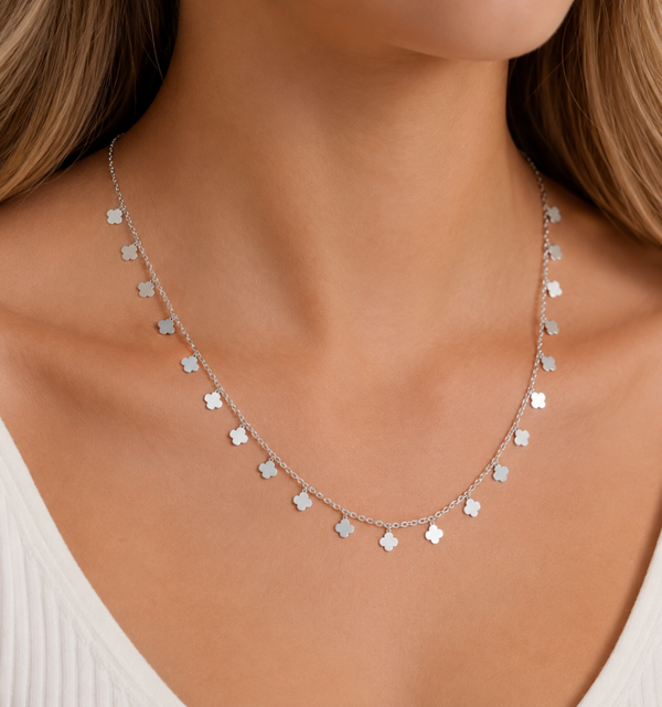 Clovers ketting - Zilver