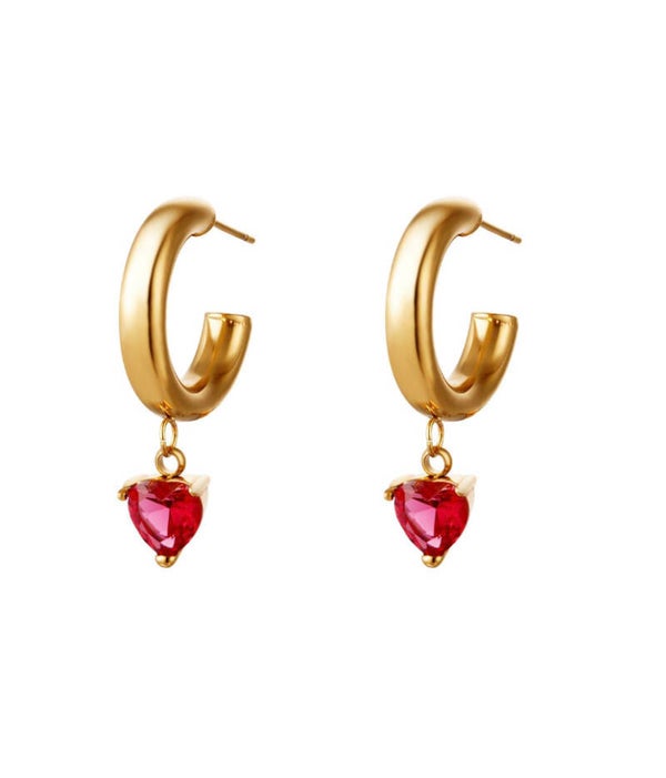Heart oorbellen - rood