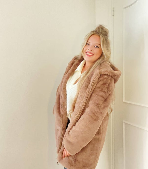 Faux fur jas - khaki