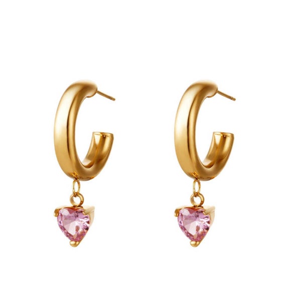 Heart oorbellen - roze