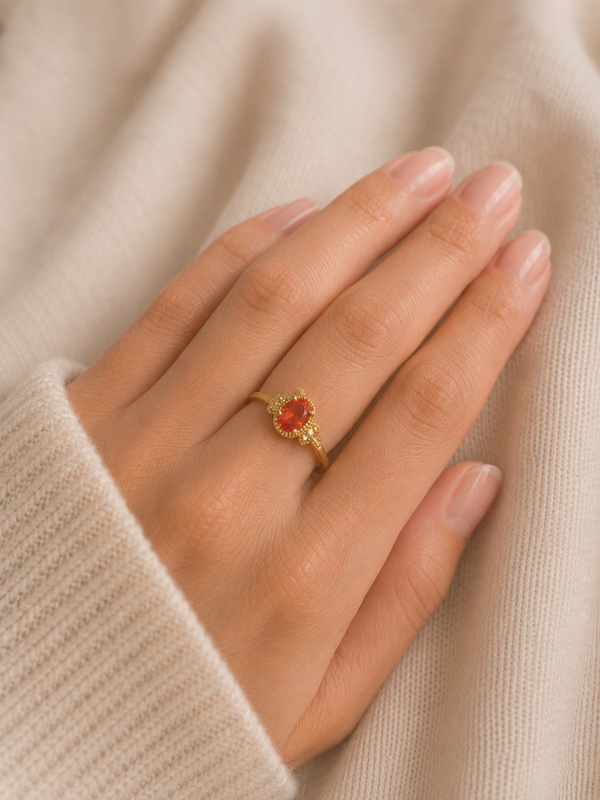 Ruby red ring - Goud