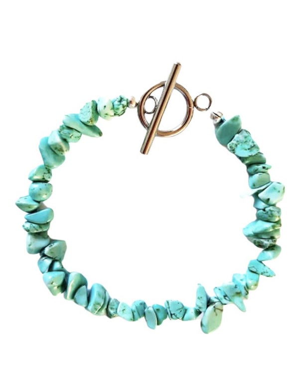 Nature stone armband aquamarine blue