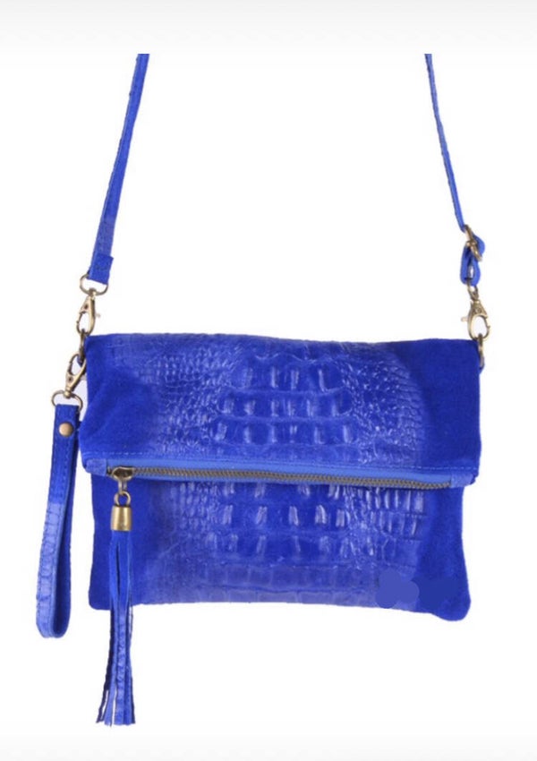 Croco tas leer blauw