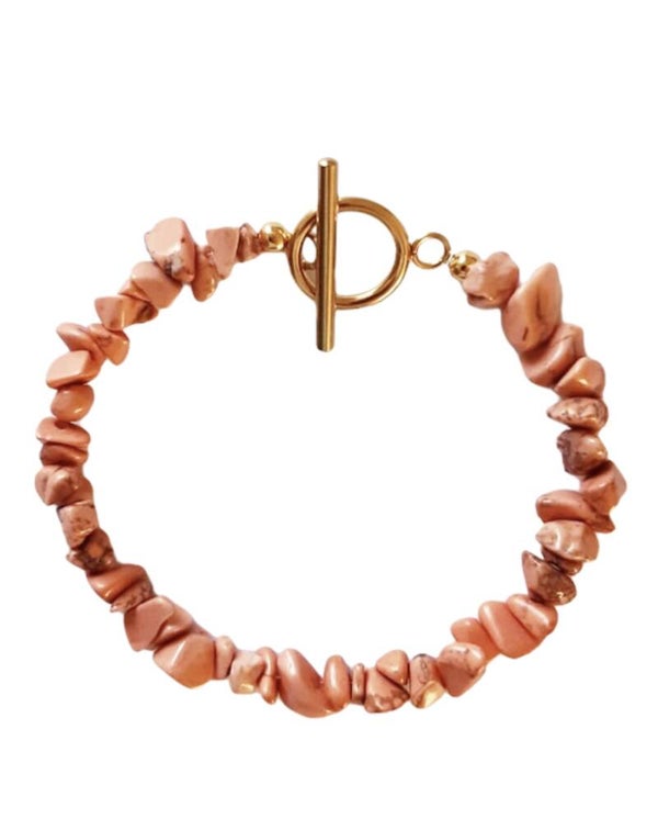 Nature stone armband peach
