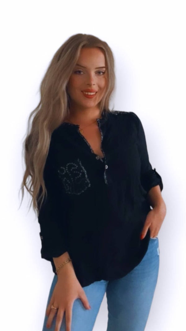 Shirt blouse Marin - zwart