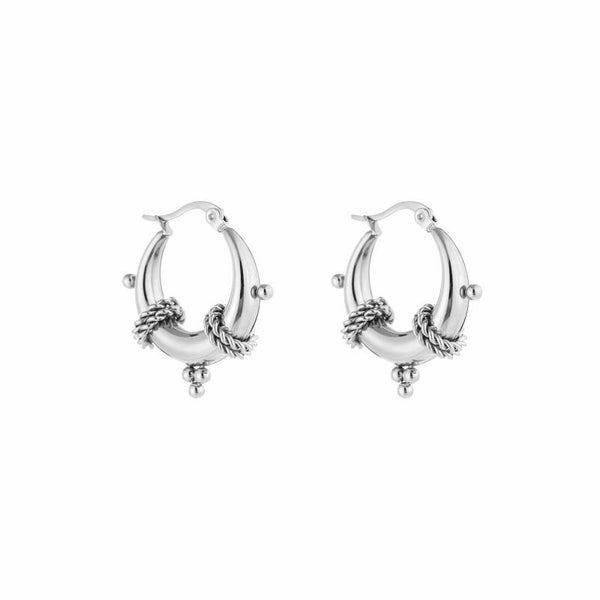 Chunky bali hoops oorbellen zilver