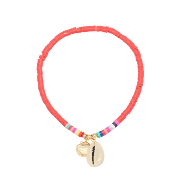 Beach day enkelbandje rood