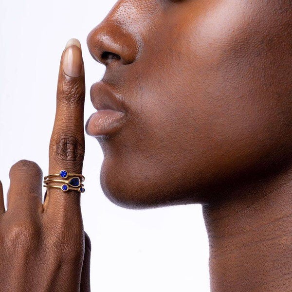 Blue diamond ring - goud