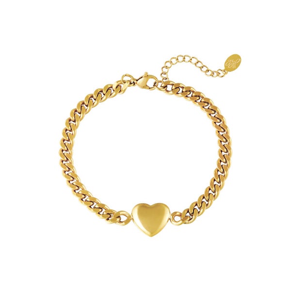 Chained heart armband goud