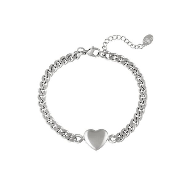 Chained heart armband zilver
