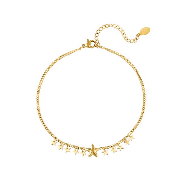 Chained star enkelbandje goud