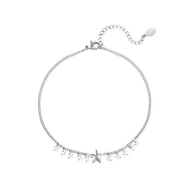 Chained star enkelbandje zilver