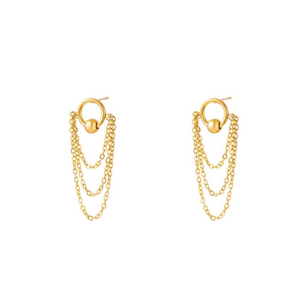 Chain oorbellen goud