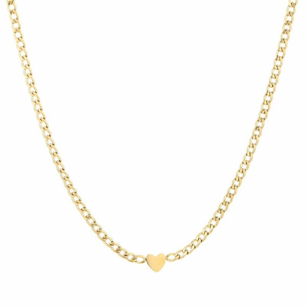 Chain heart ketting goud