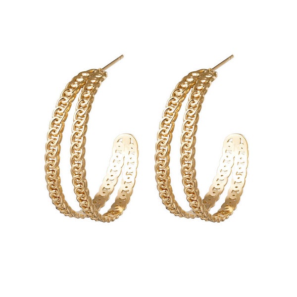 Chain hoops oorbellen goud