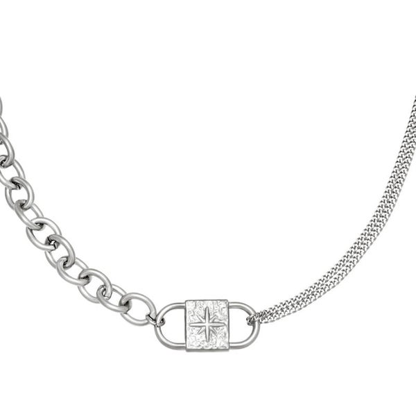Chunky lock ketting zilver