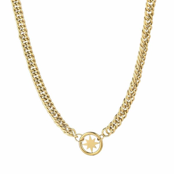 Circle star ketting goud