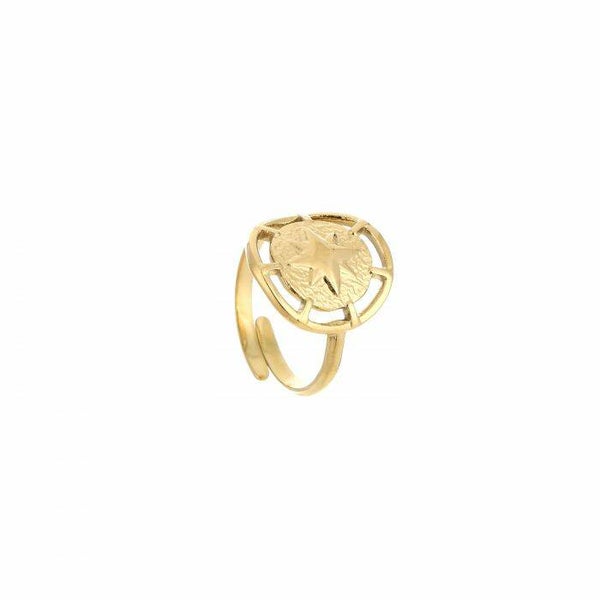 Circle star ring goud