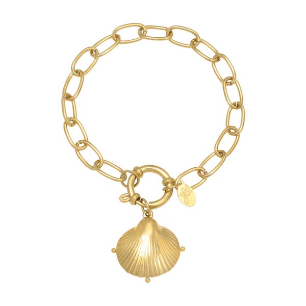 Clam shell armband goud