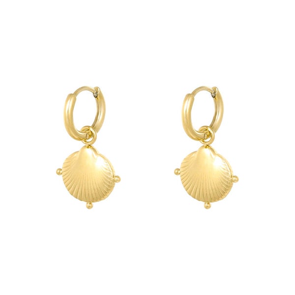 Clam shell oorbellen goud