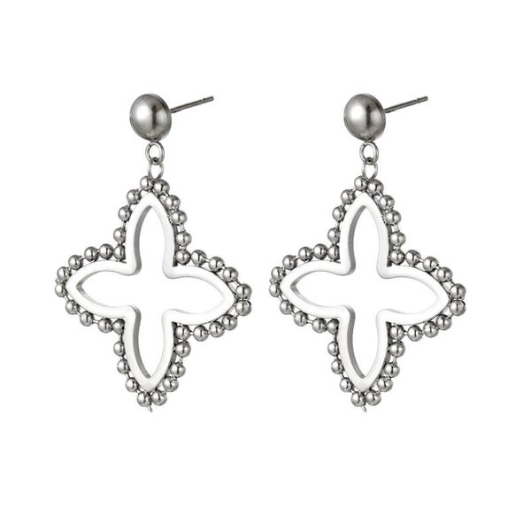 Clover oorbellen zilver