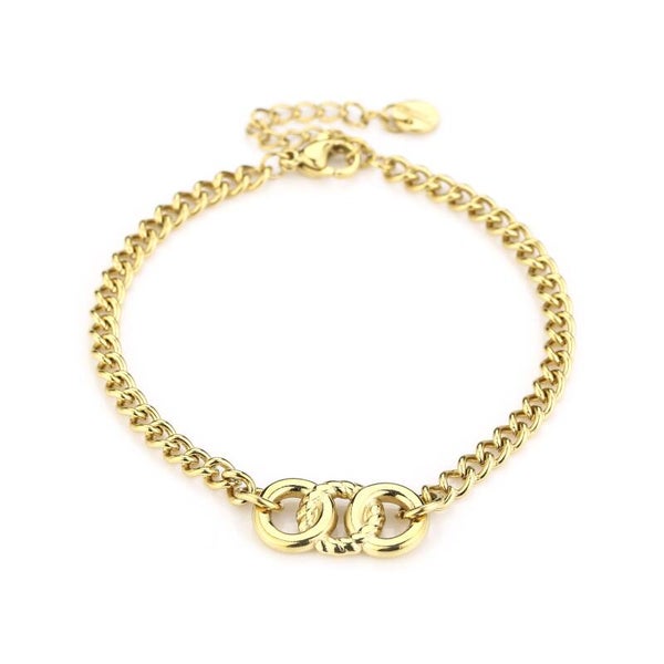 Connected rings armband goud