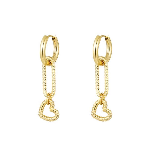 Connected heart oorbellen - goud