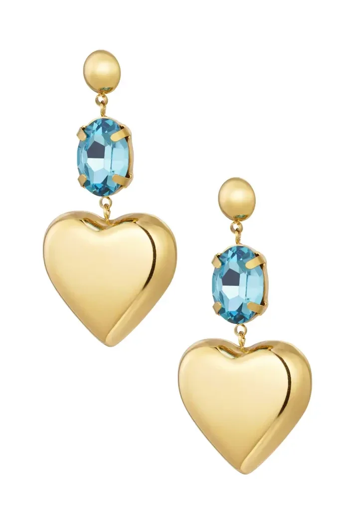 Oorbellen blue heart - goud