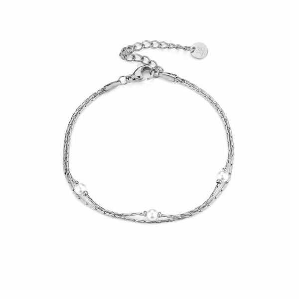 Double chain armband zilver