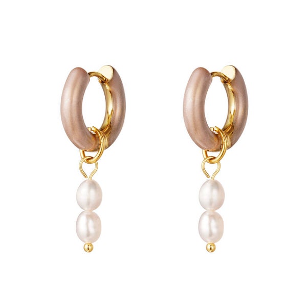 Double pearl oorbellen