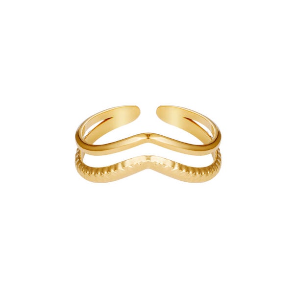 Double wave ring goud