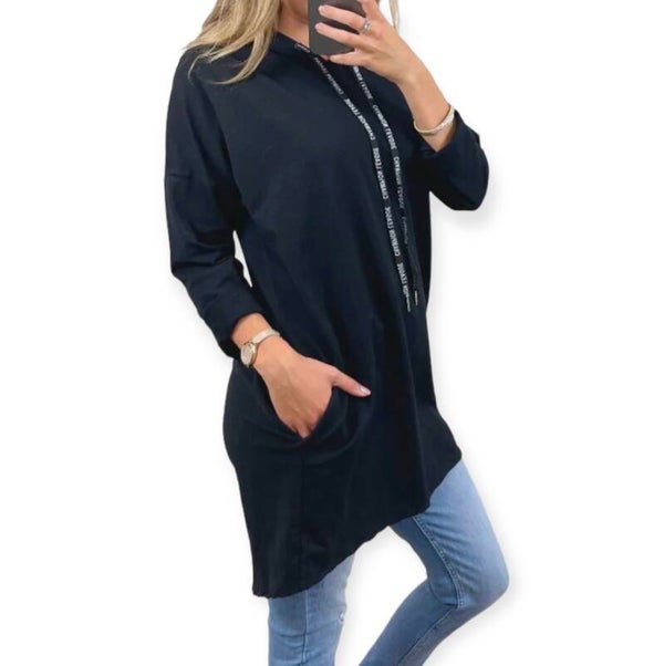 Hoodie LONG - zwart