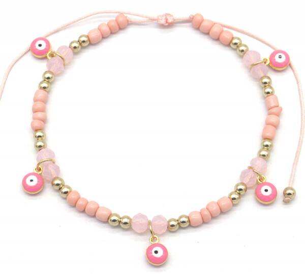 Eye enkelbandje - roze